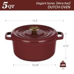 Overmont 5QT Enameled Cast Iron Dutch Oven