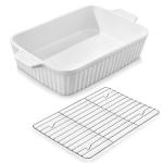 MALACASA 4.4 QT Ceramic Baking Dish with Rack
