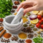 HIC Solid Marble Mortar and Pestle Set