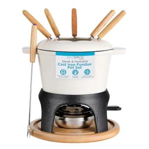 BIRDROCK HOME Cast Iron Fondue Pot Set