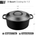 VORRINGARD 3qt Pre-Seasoned Cast Iron Dutch Oven