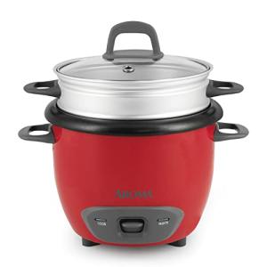 Aroma 6-Cup Rice Cooker and Steamer, Red