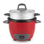 Aroma 6-Cup Rice Cooker and Steamer, Red