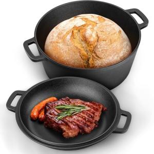 5Qt Cast Iron Dutch Oven for Baking & Cooking