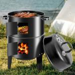 OURCAMP 17-Inch 3-in-1 Charcoal BBQ Smoker Grill