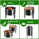 OURCAMP 17-Inch 3-in-1 Charcoal BBQ Smoker Grill