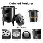 OURCAMP 17-Inch 3-in-1 Charcoal BBQ Smoker Grill