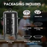 OURCAMP 17-Inch 3-in-1 Charcoal BBQ Smoker Grill