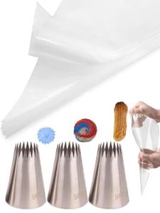 Extra Large Churro Piping Tips and Bags Set