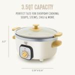 GreenLife 3.5QT Slow Cooker, Non-Toxic PFAS-Free Ceramic Nonstick Removable Interior Bowl, Programmable, Keep Warm, Stovetop & Oven Safe, Dishwasher Safe Parts, Glass Lid, Cream