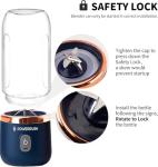 Portable Blender for Protein Shakes and Smoothies – 6-Blade Mini Blender for Travel, Home, Gym – USB Rechargeable, BPA-Free, 10oz Personal Juicer Cup for Fruit, Ice, Protein Drinks (Blue)