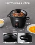 COMFEE' Rice Cooker, 6-Cup Cooked/3-Cup Uncooked, Removable Non-Stick Bowl, for Soups, Stews, Grains&Oatmeal, One Touch, Black
