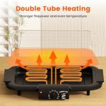 Electric BBQ Grill, Smokeless Non-Stick Indoor/Outdoor Barbecue Grill, 2000W Double tube High Power Portable Removable Stand Grill for BBQ Party (Elegant Black)