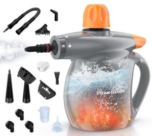 LABIGO Steam Cleaner, Pressurized Handheld 13pcs Multi-Purpose Natural Deep Cleaning Steamer, Portable Steamer for Cleaning Home, Grout, Kitchen, Car, Window, Upholstery, Bathroom and Clothes, Gray