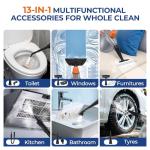 LABIGO Steam Cleaner, Pressurized Handheld 13pcs Multi-Purpose Natural Deep Cleaning Steamer, Portable Steamer for Cleaning Home, Grout, Kitchen, Car, Window, Upholstery, Bathroom and Clothes, Gray