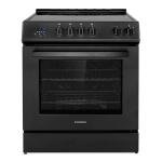 COSMO COS-ERD304K-BK 30 in. Stellar Collection 5.0 cu. ft. Electric Range with 4 Burner Glass Cooktop and Convection Oven in Matte Black
