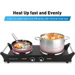 Techwood 1800W Hot Plate Portable Electric Stove Countertop Double Burner with Adjustable Temperature & Stay Cool Handles, 7.5” Cooktop for RV/Home/Camp, Compatible for All Cookwares