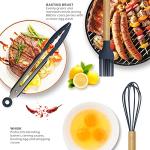 Silicone Cooking Utensils Set - 446°F Heat Resistant Silicone Kitchen Utensils for Cooking,Kitchen Utensil Spatula Set w Wooden Handles and Holder, BPA FREE Gadgets for Non-Stick Cookware (Navy Blue)