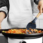 Silicone Cooking Utensils Set - 446°F Heat Resistant Silicone Kitchen Utensils for Cooking,Kitchen Utensil Spatula Set w Wooden Handles and Holder, BPA FREE Gadgets for Non-Stick Cookware (Navy Blue)