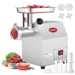 Commercial Meat Grinder #8, 0.6 HP Heavy Duty Industrial Stainless Steel Meat Mincer, Sausage Stuffer with 2 Blades, 2 Plates & 3 Sausage Tubes, Meat Grinder Machine for Commercial & Home Kitchen Use