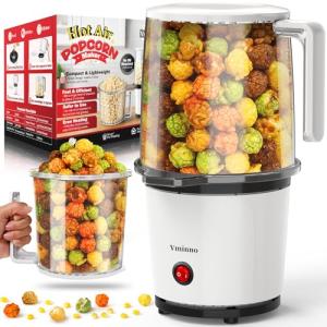 Hot Air Popper Popcorn Machine Maker | Fast Oil-Free Popcorn Maker Machine with On/Off Switch | Healthy Air Popcorn Machine for Family Movie Nights | Personal Popcorn Maker with Built-in Serving Bowl