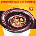 Hot Air Popper Popcorn Machine Maker | Fast Oil-Free Popcorn Maker Machine with On/Off Switch | Healthy Air Popcorn Machine for Family Movie Nights | Personal Popcorn Maker with Built-in Serving Bowl