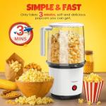 Hot Air Popper Popcorn Machine Maker | Fast Oil-Free Popcorn Maker Machine with On/Off Switch | Healthy Air Popcorn Machine for Family Movie Nights | Personal Popcorn Maker with Built-in Serving Bowl