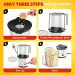 Hot Air Popper Popcorn Machine Maker | Fast Oil-Free Popcorn Maker Machine with On/Off Switch | Healthy Air Popcorn Machine for Family Movie Nights | Personal Popcorn Maker with Built-in Serving Bowl
