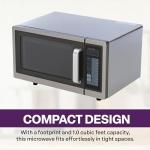 A-to-Z Supply Commercial Microwave with Digital Touch Pad Control, 1 Cubic Feet Interior, Stainless Steel, 1000 Watts, UL and NSF Approved