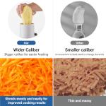 Electric Cheese Grater, Aobosi Electric Shredder Slicer Salad Grater Maker w/Large Chute for Whole Carrot,Vegetable,Potato, 3 Blades & Quiet Motor, Food Container,Built-in Storage