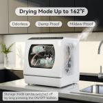 Hermitlux Portable Countertop Dishwashes, 5 Washing Programs Mini Dishwasher with 5-Liter Built-in Water Tank for Apartments & RVs, Tabletop Dishwasher with LED Light & Glass Door, No Hookup Needed