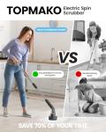 Topmako Electric Spin Scrubber, 2025 New Cordless Cleaning Brush for Home, IPX7 Waterproof Spin Scrubber with 7 Brush Heads, Adjustable Long Handle and 2 Rotating Speeds for Bathroom Tub Floor