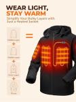 ORORO Men's 5 Heat Zones Dual Control Heated Jacket, Heated Coat with USB-C Rechargeable Battery (Black,XXL)