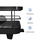 Kitsure Dish Drying Rack for Kitchen Counter, Stainless Steel Sink Organization and Storage Essentials with Cutlery Holder, Home and Appartment Decor, 12''W x 15.5''L, Black