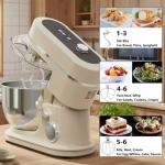 900W Stand Mixer 8 QT kitchen Dough mixers LED Touch Screen Adjustable Speed Electric Household Mixers With Bowl,Dough Hook,Whisk And Beater For Baking, Cake,Pizza And Most Home Cooks