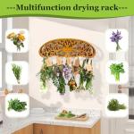 LkNNYY8 Rustic Herb Drying Rack Hanging,Wooden Tree of Life Dried Herb Flowers Rack Wall Art,Home Kitchen Witch Decor Wall Flowers Grass Gift,with 11 Hooks and 25 Gift Cards & 40 Inch Twine