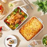 MALACASA Baking Dish 4.8 Qt Ceramic Casserole & Lasagna Pan, 9x13 Inch Deep Rectangular Oven Safe Dish with Handles for Baking, Roasting, Serving (Khaki & White) - Series Tara