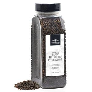 The Spice Lab Black Tellicherry Peppercorns for Grinder Packed in the USA - Steam Sterilized Kosher Non-GMO All Natural Black Pepper 5015 (18 Ounce Tub)