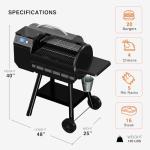 Blatomic LCD Control Wood Pellet Smoker Grill, 456 SQ. IN Cook Area, Pellet Grill with Auto Feed & Leaking Waste, 500°F Max Temperature, 8 in 1 BBQ Grill with Meat Probe, Side Table with Hooks(Black)