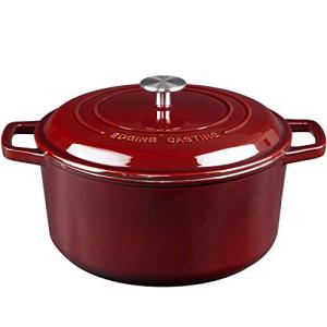 EDGING CASTING Enameled Cast Iron Dutch Oven Pot With Lid, Dutch Oven for Sourdough Bread Baking Round Pot Dule Handle, 6 Quart, Wine Red