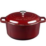 EDGING CASTING Enameled Cast Iron Dutch Oven Pot With Lid, Dutch Oven for Sourdough Bread Baking Round Pot Dule Handle, 6 Quart, Wine Red