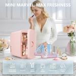 EUHOMY Mini Fridge, 4 Liter/6 Can Compact Refrigerator, AC/DC Portable Cooler & Warmer for SkinCare, Food and Drinks, Mini Fridge for Bedroom, Office, Car & Dorm, Pink