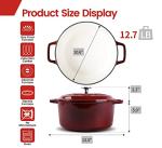 EDGING CASTING Enameled Cast Iron Dutch Oven Pot With Lid, Dutch Oven for Sourdough Bread Baking Round Pot Dule Handle, 6 Quart, Wine Red