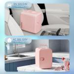 EUHOMY Mini Fridge, 4 Liter/6 Can Compact Refrigerator, AC/DC Portable Cooler & Warmer for SkinCare, Food and Drinks, Mini Fridge for Bedroom, Office, Car & Dorm, Pink