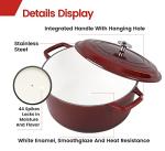 EDGING CASTING Enameled Cast Iron Dutch Oven Pot With Lid, Dutch Oven for Sourdough Bread Baking Round Pot Dule Handle, 6 Quart, Wine Red