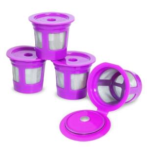 Perfect Pod 1-Stream Cafe Save Reusable K Cup Pod Coffee Filters - Refillable Coffee Pod Capsules with Built-In, Integrated Mesh Strainer for use with Keurig & Select Single Cup Coffee Makers, 4-Pack