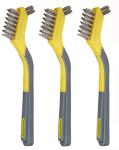 Amazon Basics Stainless Steel Mini Brushes, Soft Grip, 3-Pack, Grey/Yellow
