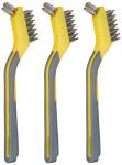 Amazon Basics Stainless Steel Mini Brushes, Soft Grip, 3-Pack, Grey/Yellow