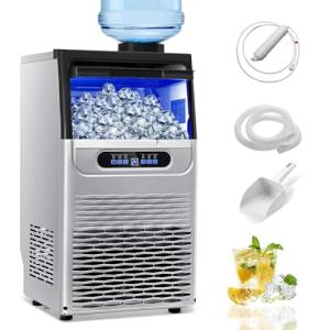 Zomagas 100LBS/24H Commercial Ice Maker Machine, Dual Water Inlet Under Counter or Freestanding Ice Machine, 36 Cubes/Cycle with 22LBS Storage for Home, Bar, Restaurant, Coffee Shop