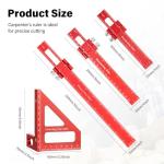 Saysurey 4 Pcs Woodworking Ruler, Metal Precision Pocket Rulers 12, 8, 6 Inch with 3D Multi Angle Measuring Ruler 45/90 Degree for Precision Measuring Marking Inch and Metric